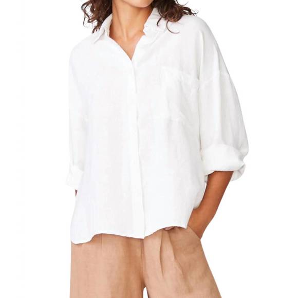 NEW STATESIDE linen oversized shirt in white